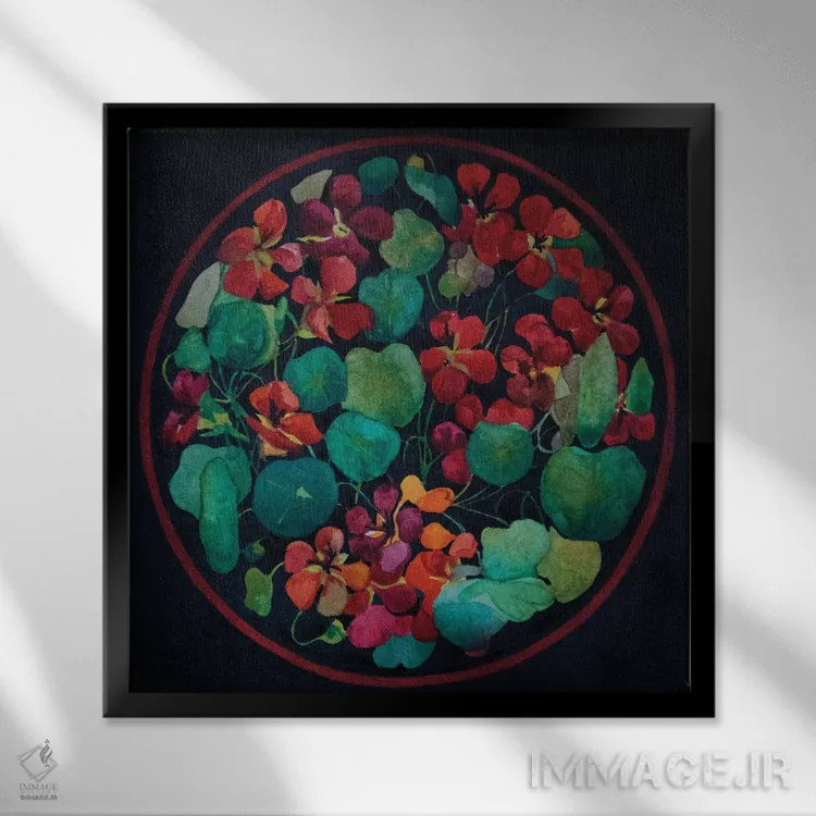 تابلو دکوراتیو گل های باغچه اثر کاترینا بورتسووا - نمای قابدار مشکی