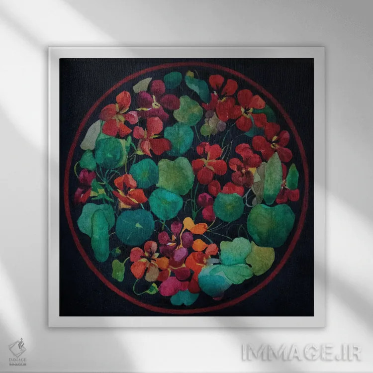 تابلو دکوراتیو گل های باغچه اثر کاترینا بورتسووا - نمای قابدار سفید