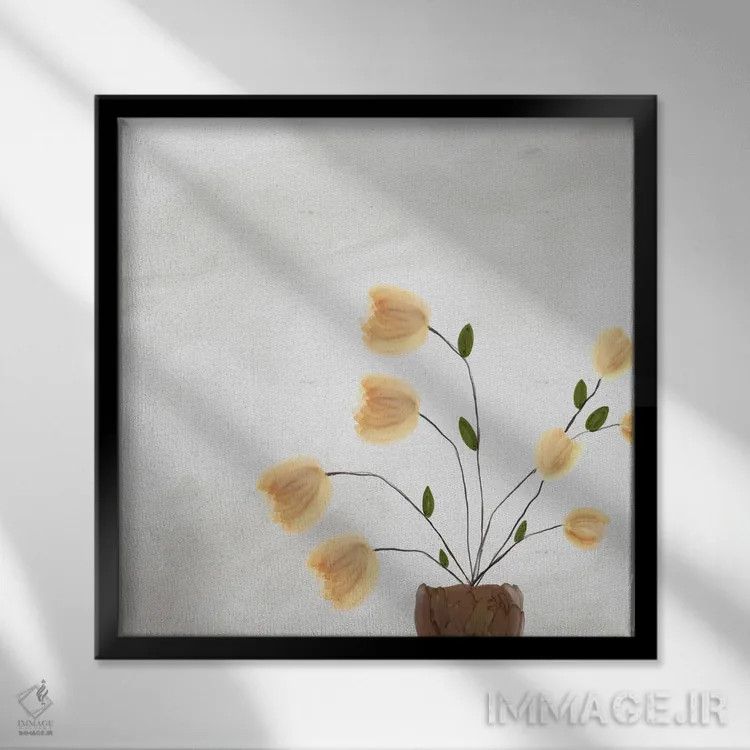 تابلو مدرن شکوفه ۰۲ اثر کارین تونیا گریم - نمای قابدار مشکی