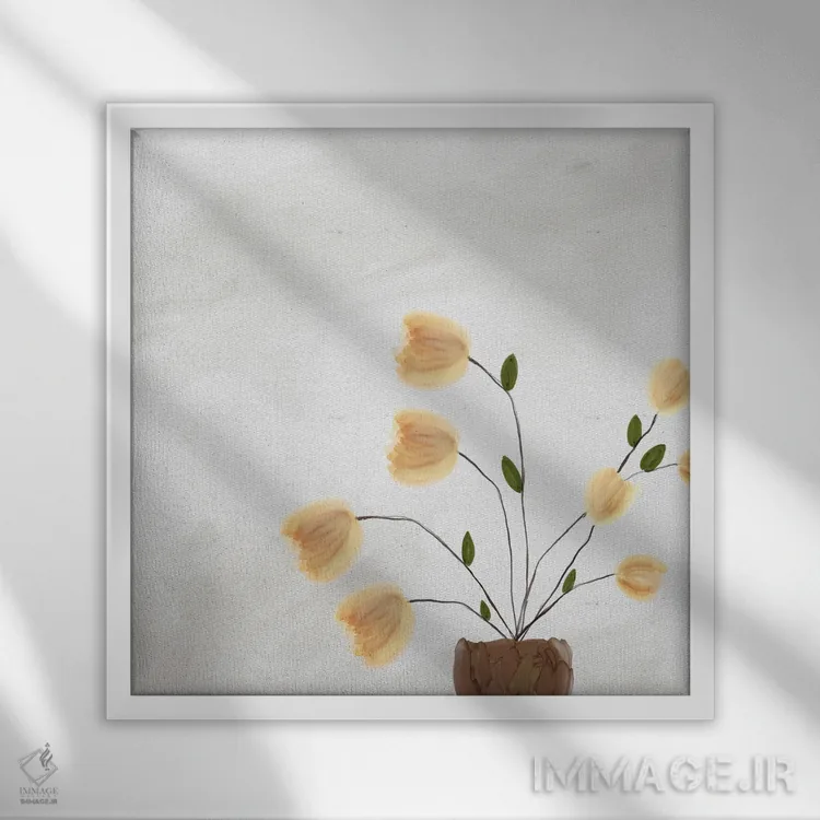 تابلو مدرن شکوفه ۰۲ اثر کارین تونیا گریم - نمای قابدار سفید