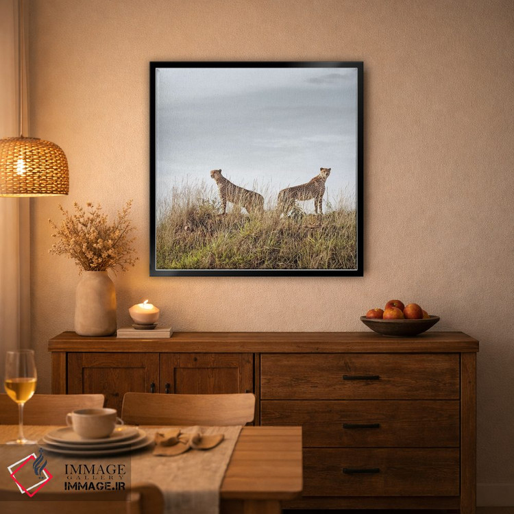 تابلو دکوراتیو دو یوزپلنگ رنگی اثر کلاوس تیدگه - D3B