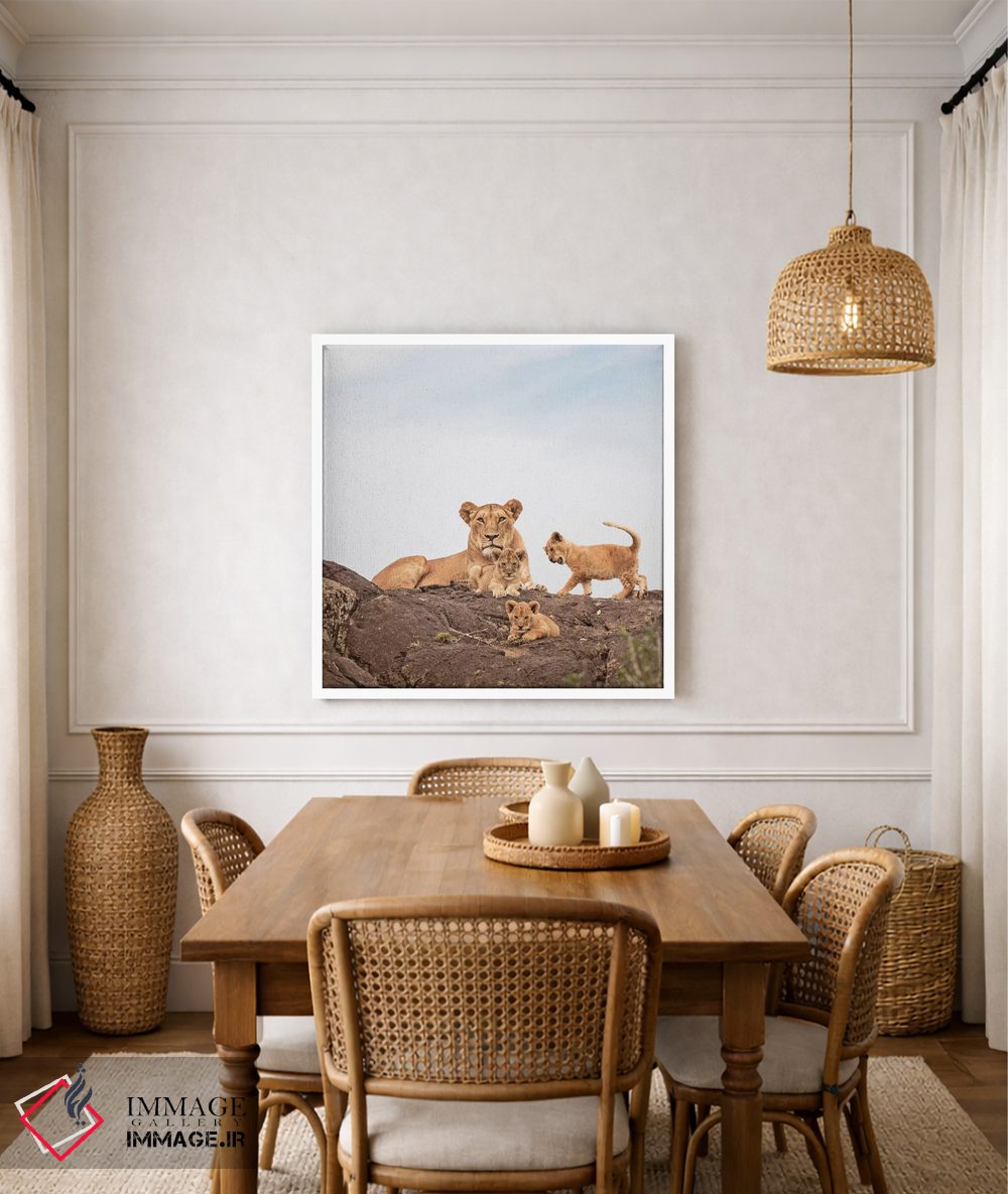 تابلو دکوراتیو شیر ماده رنگی و توله ها اثر کلاوس تیدگه - D4W