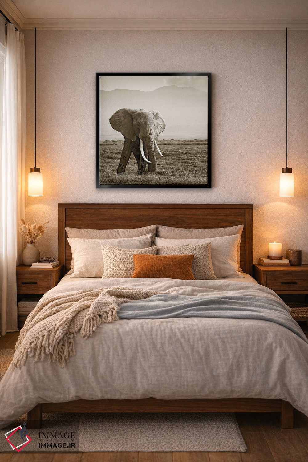 تابلو دکوراتیو فیل با عاج های بزرگ اثر کلاوس تیدگه - D5B