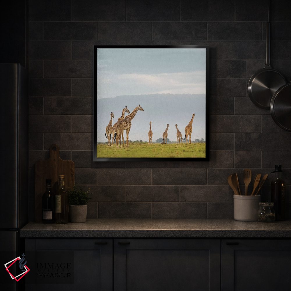 تابلو دکوراتیو گله زرافه های رنگی I اثر کلاوس تیدگه - D4B