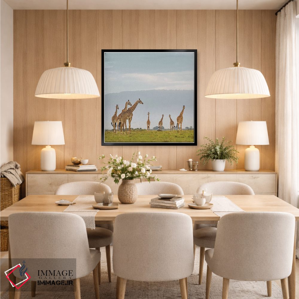 تابلو دکوراتیو گله زرافه های رنگی I اثر کلاوس تیدگه - D5B