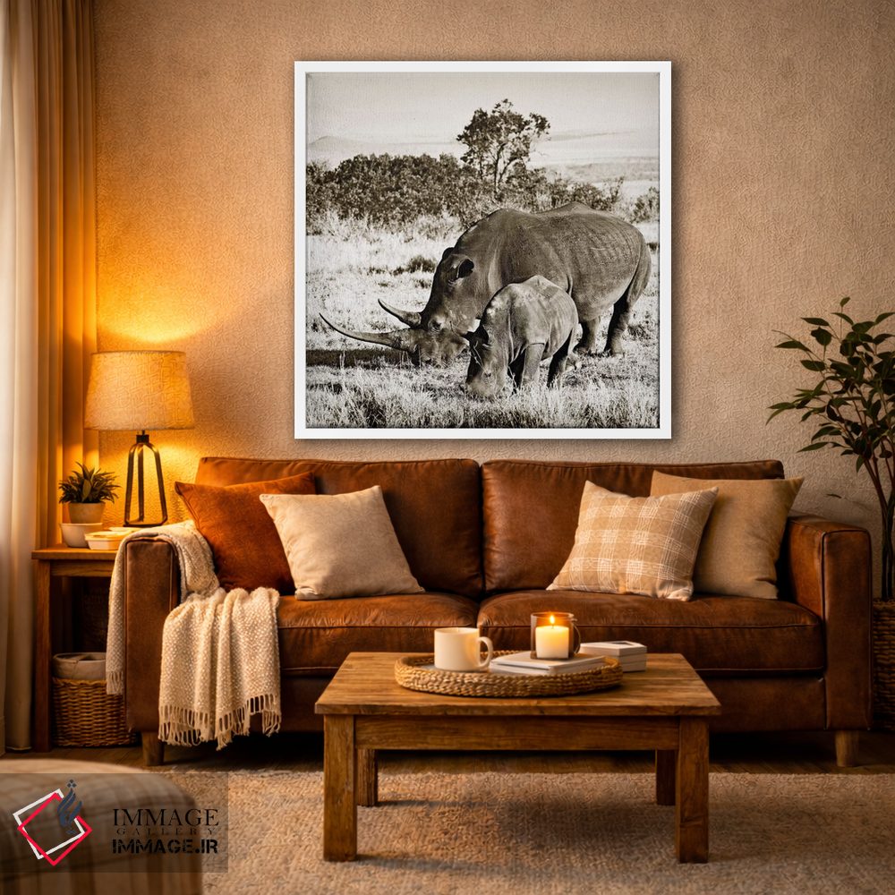 تابلو دکوراتیو کرگدن پیوسته اثر کلاوس تیدگه - D1W