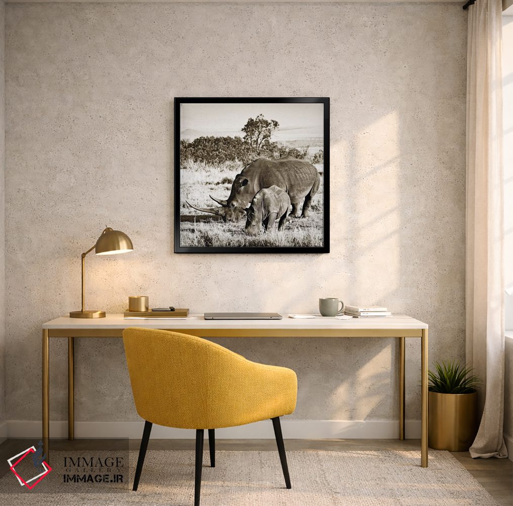 تابلو دکوراتیو کرگدن پیوسته اثر کلاوس تیدگه - D4B