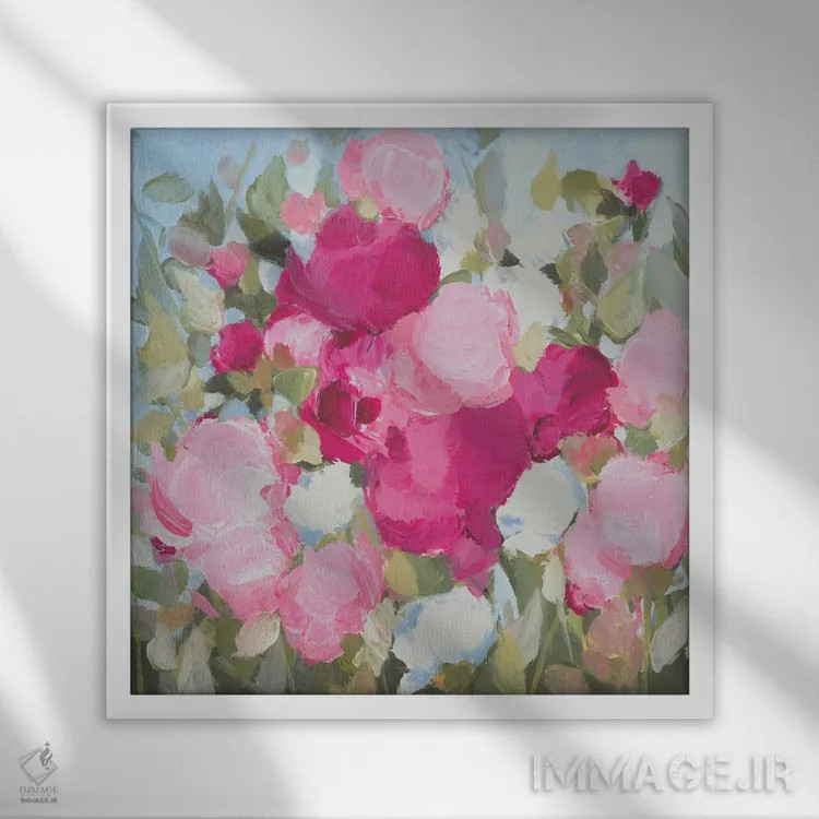 تابلو انتزاعی آفتاب می تابد اثر کتی نیلی - نمای قابدار سفید