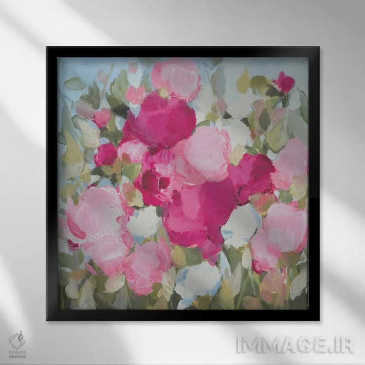 تابلو انتزاعی آفتاب می تابد اثر کتی نیلی - نمای قابدار مشکی