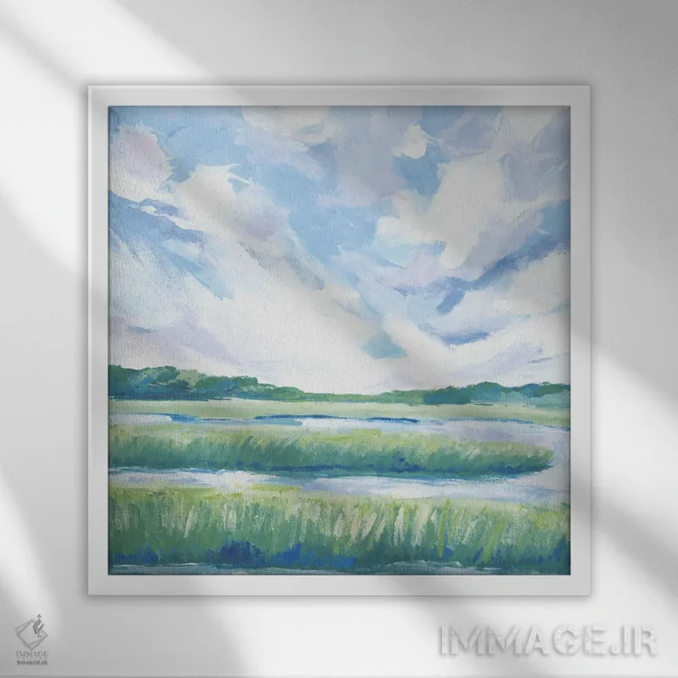 تابلو انتزاعی استوار اثر کتی نیلی - نمای قابدار سفید