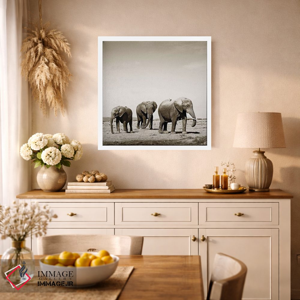 تابلو دکوراتیو فیل های سنگین قدم اثر کلاوس تیدگه - D1W