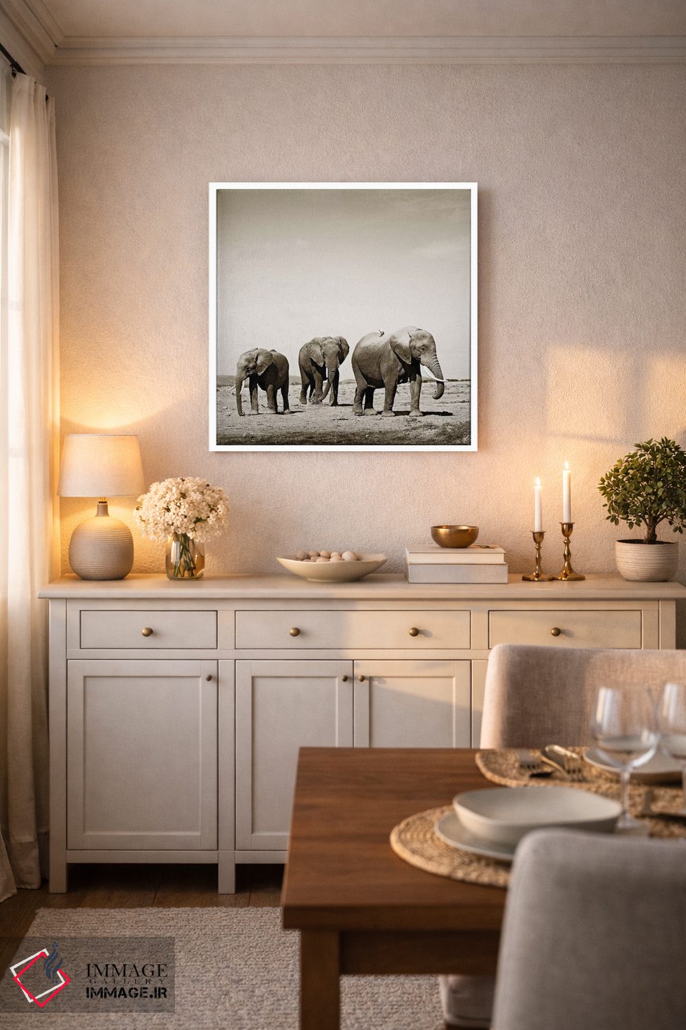 تابلو دکوراتیو فیل های سنگین قدم اثر کلاوس تیدگه - D5W