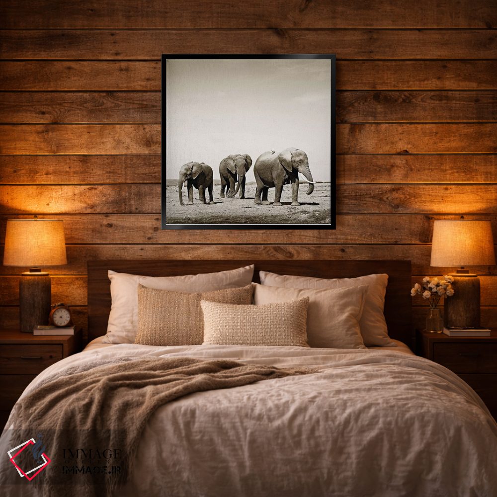 تابلو دکوراتیو فیل های سنگین قدم اثر کلاوس تیدگه - D4B
