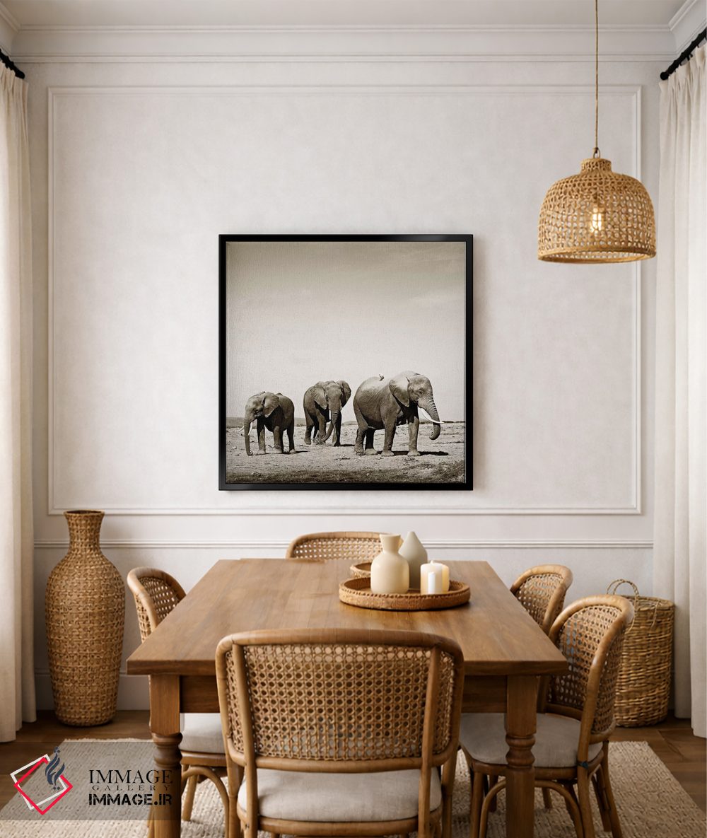 تابلو دکوراتیو فیل های سنگین قدم اثر کلاوس تیدگه - D6B