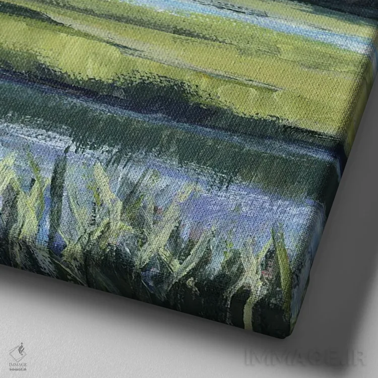تابلو انتزاعی چون رودخانه اثر کتی نیلی - نمای نزدیک بافت بوم