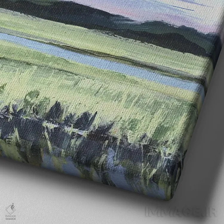 تابلو انتزاعی آفتاب صبحگاهی اثر کتی نیلی - نمای نزدیک بافت بوم