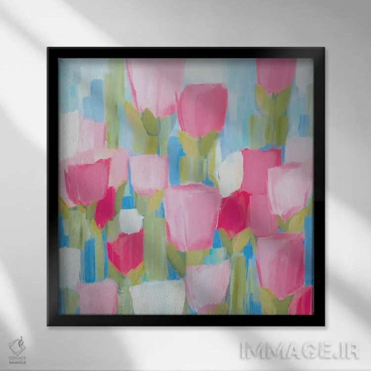 تابلو انتزاعی شادی صبحگاهی اثر کتی نیلی - نمای قابدار مشکی