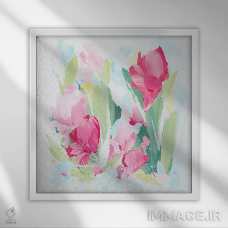 تابلو انتزاعی فرارسیدن صبح اثر کتی نیلی - نمای قابدار سفید