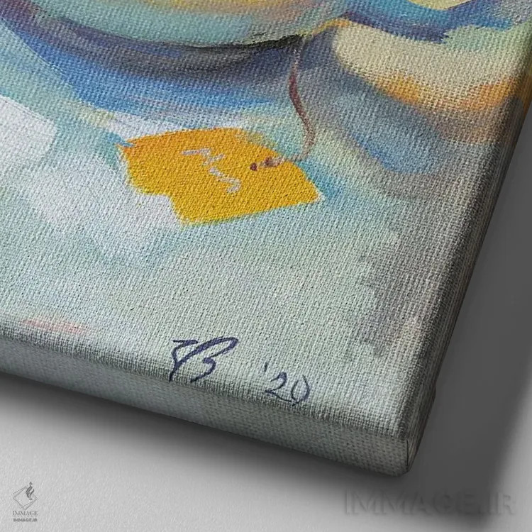 تابلو دکوراتیو چای با لیمو اثر کاتارینا والوا - نمای نزدیک بافت بوم