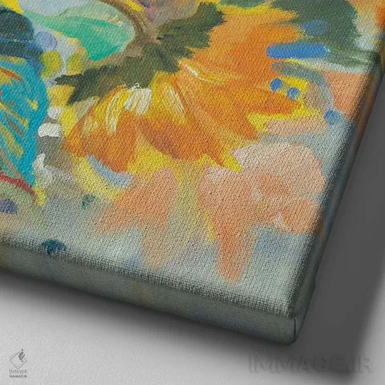 تابلو دکوراتیو گل های آفتابگردان اثر کاتارینا والوا - نمای نزدیک بافت بوم