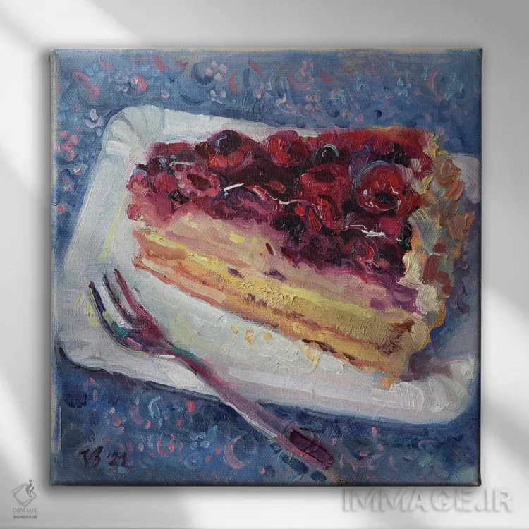 تابلو دکوراتیو کیک تمشک اثر کاتارینا والوا - نمای روبهرو روی دیوار