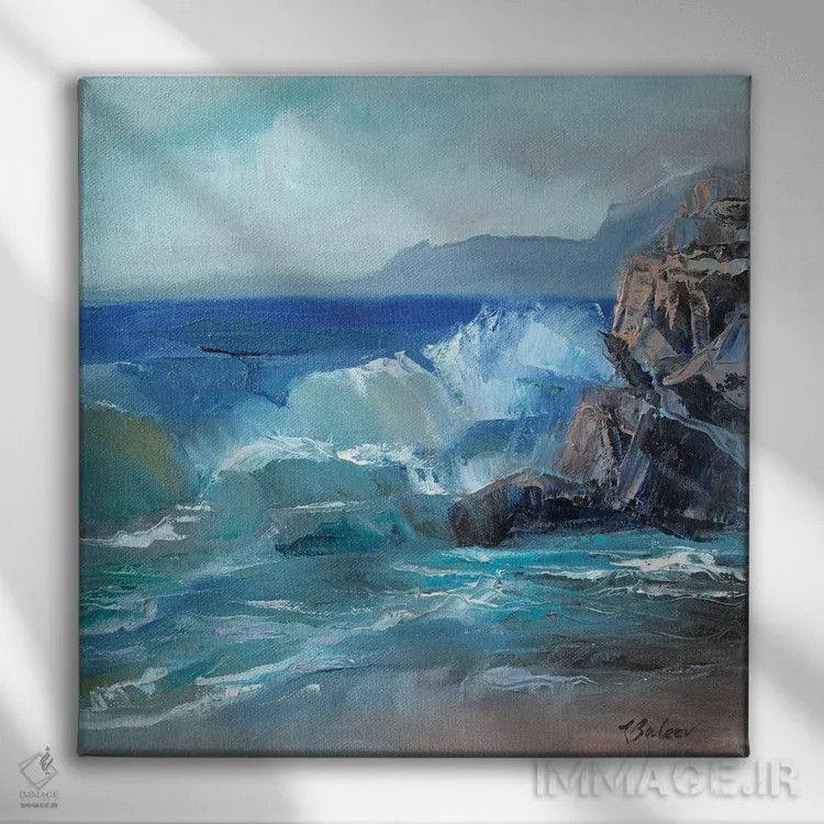 تابلو دکوراتیو موج کشندی اثر کاتارینا والوا - نمای روبهرو روی دیوار