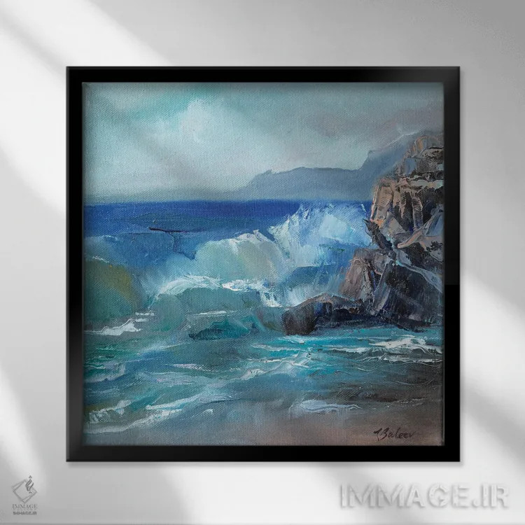 تابلو دکوراتیو موج کشندی اثر کاتارینا والوا - نمای قابدار مشکی