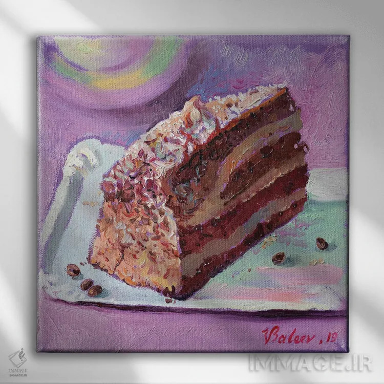 تابلو دکوراتیو کیک شکلاتی اثر کاتارینا والوا - نمای روبهرو روی دیوار