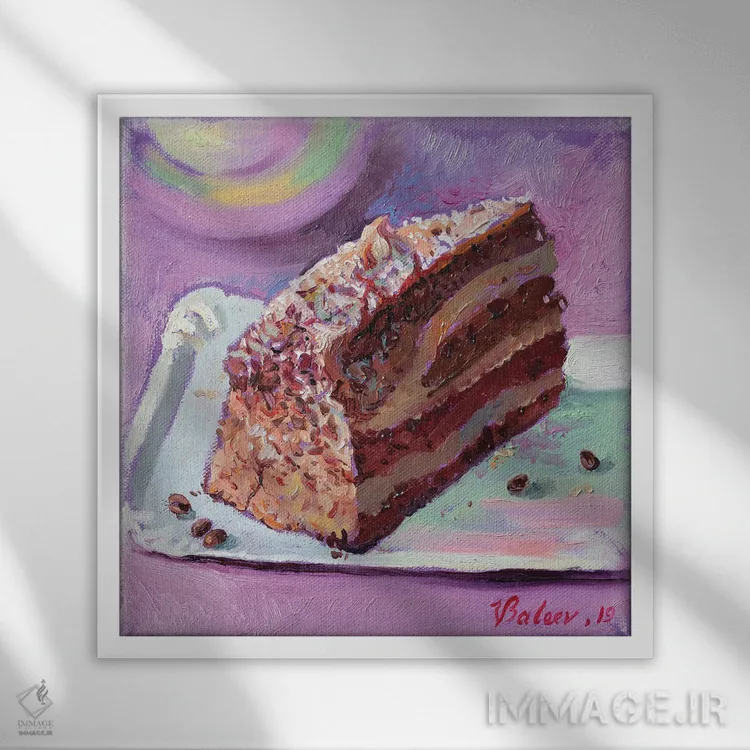 تابلو دکوراتیو کیک شکلاتی اثر کاتارینا والوا - نمای قابدار سفید