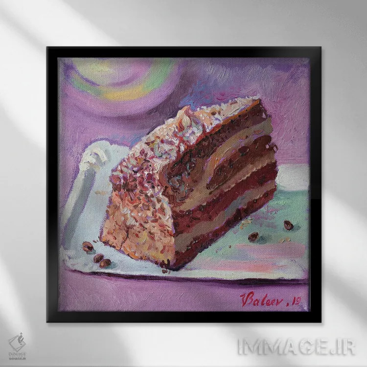 تابلو دکوراتیو کیک شکلاتی اثر کاتارینا والوا - نمای قابدار مشکی