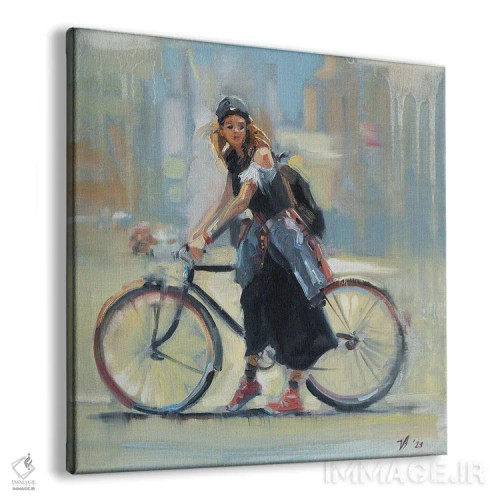 تابلو دکوراتیو دختر با دوچرخه اثر کاتارینا والوا - نمای پرسپکتیو محصول