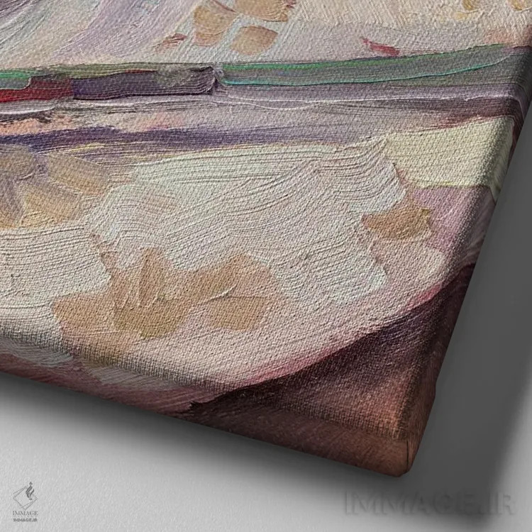 تابلو دکوراتیو برش پای میوه اثر کاتارینا والوا - نمای نزدیک بافت بوم