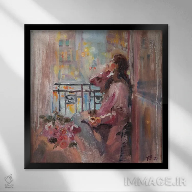 تابلو دکوراتیو شب گل های رز اثر کاتارینا والوا - نمای قابدار مشکی