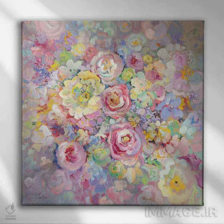 تابلو دکوراتیو گل های ظریف اثر کاتارینا والوا - نمای روبهرو روی دیوار