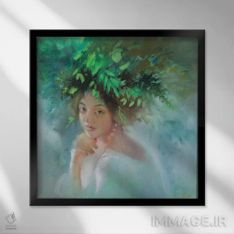 تابلو دکوراتیو حوری جنگل اثر کاتارینا والوا - نمای قابدار مشکی