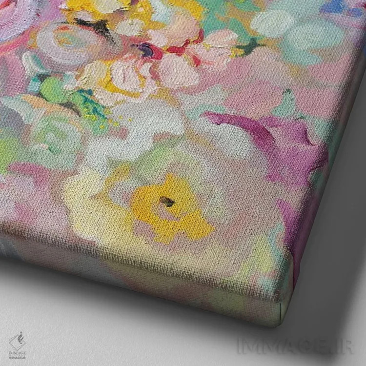 تابلو دکوراتیو گل های ظریف اثر کاتارینا والوا - نمای نزدیک بافت بوم