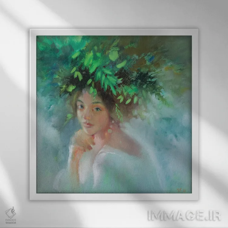 تابلو دکوراتیو حوری جنگل اثر کاتارینا والوا - نمای قابدار سفید