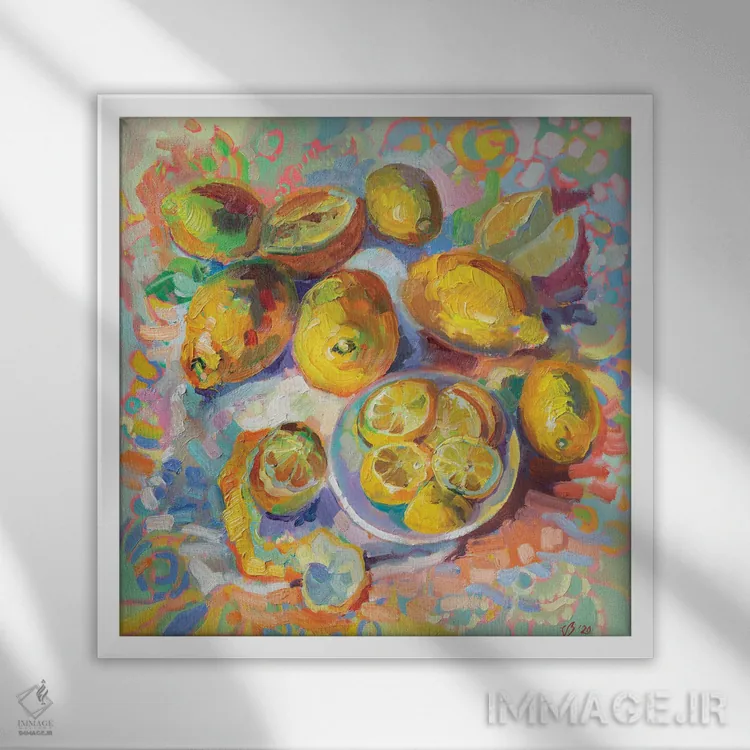 تابلو دکوراتیو لیموها اثر کاتارینا والوا - نمای قابدار سفید