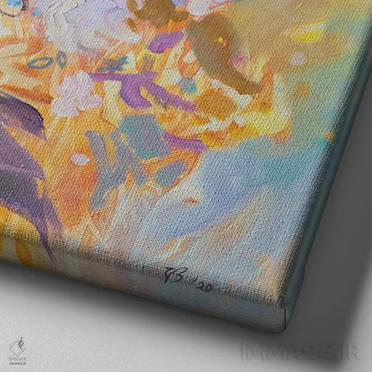 تابلو دکوراتیو پری چمنزار اثر کاتارینا والوا - نمای نزدیک بافت بوم