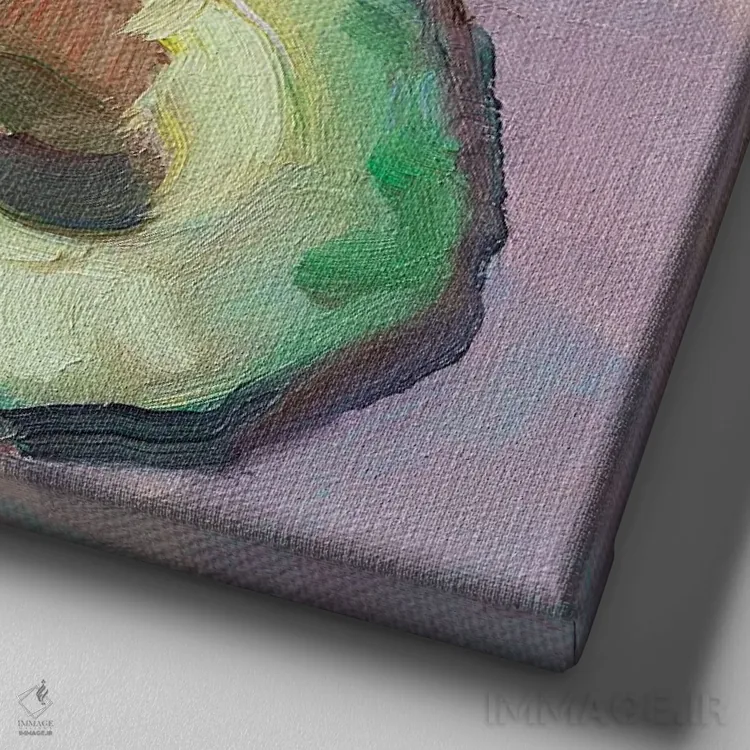 تابلو دکوراتیو آووکادو اثر کاتارینا والوا - نمای نزدیک بافت بوم