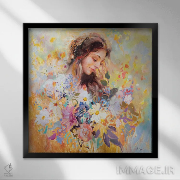 تابلو دکوراتیو پری چمنزار اثر کاتارینا والوا - نمای قابدار مشکی