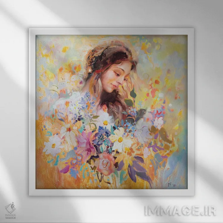 تابلو دکوراتیو پری چمنزار اثر کاتارینا والوا - نمای قابدار سفید