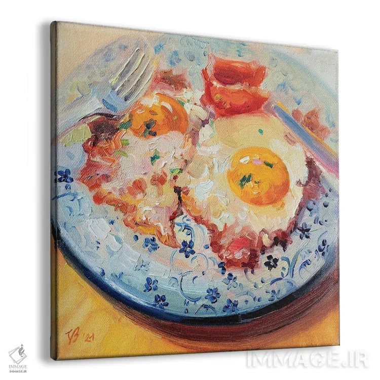 تابلو دکوراتیو بیکن و تخم مرغ اثر کاتارینا والوا - نمای پرسپکتیو محصول