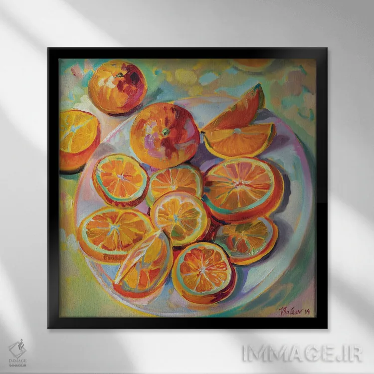 تابلو دکوراتیو پرتقال ها اثر کاتارینا والوا - نمای قابدار مشکی