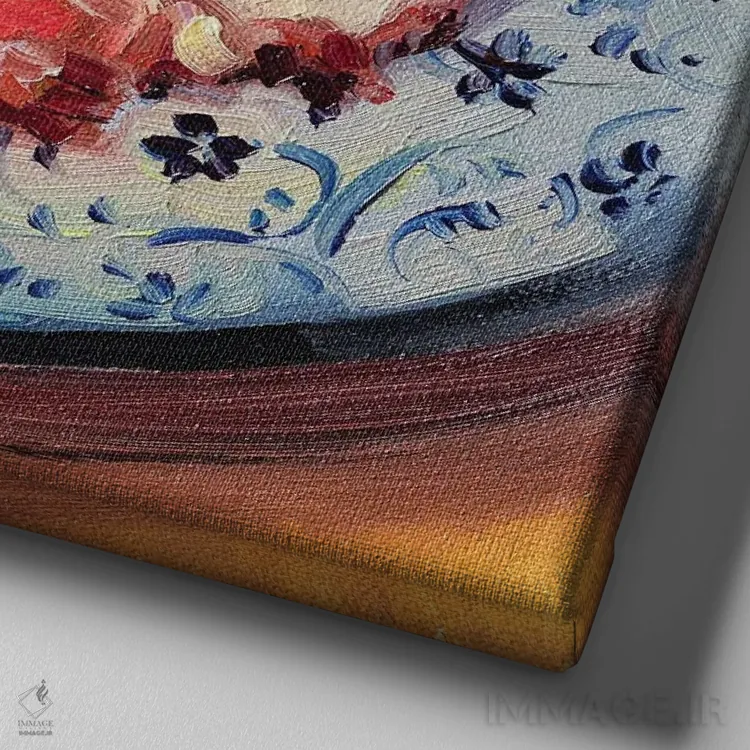 تابلو دکوراتیو بیکن و تخم مرغ اثر کاتارینا والوا - نمای نزدیک بافت بوم