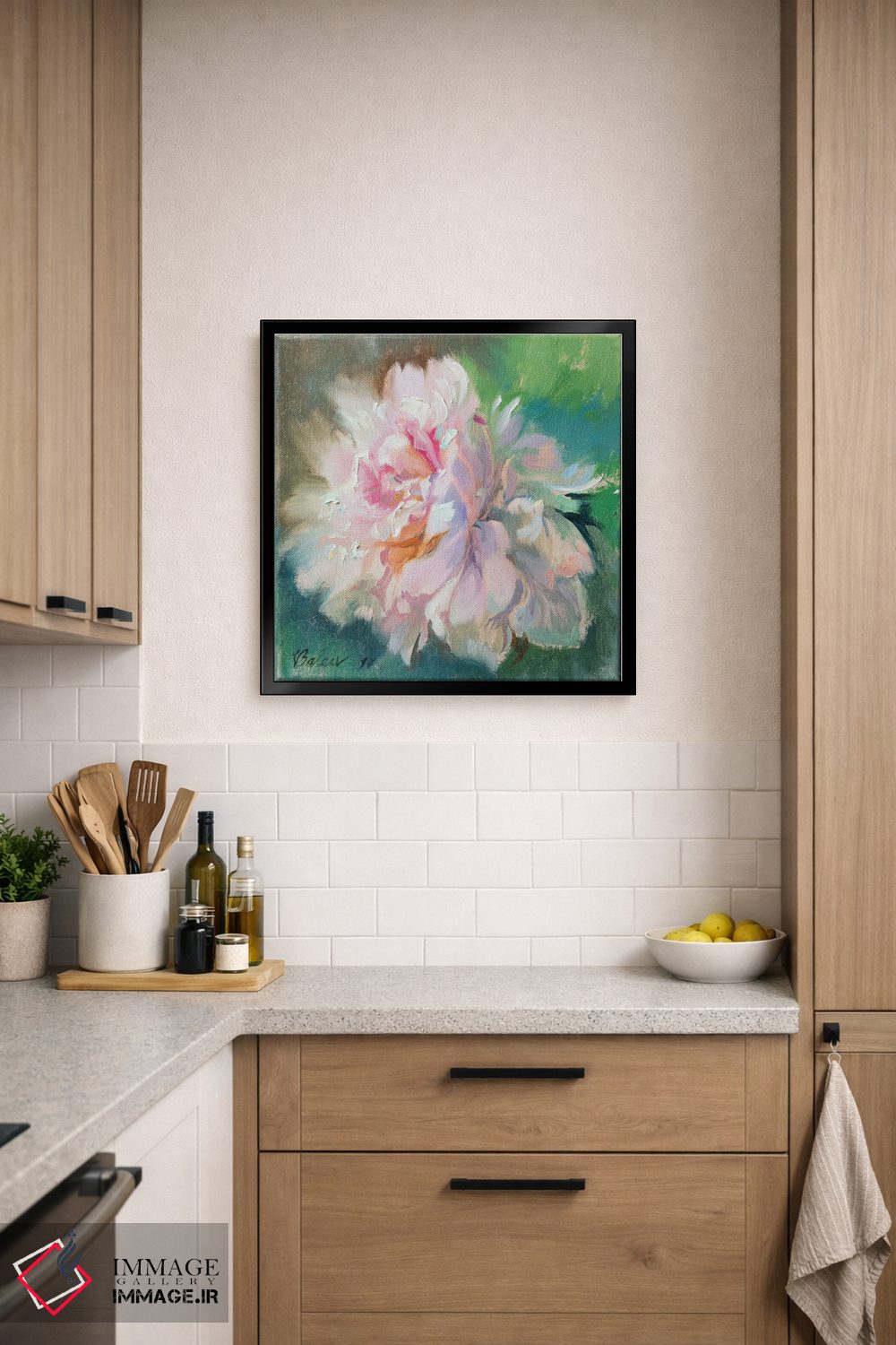 تابلو دکوراتیو گل صدتومانی ظریف اثر کاتارینا والوا - D6B