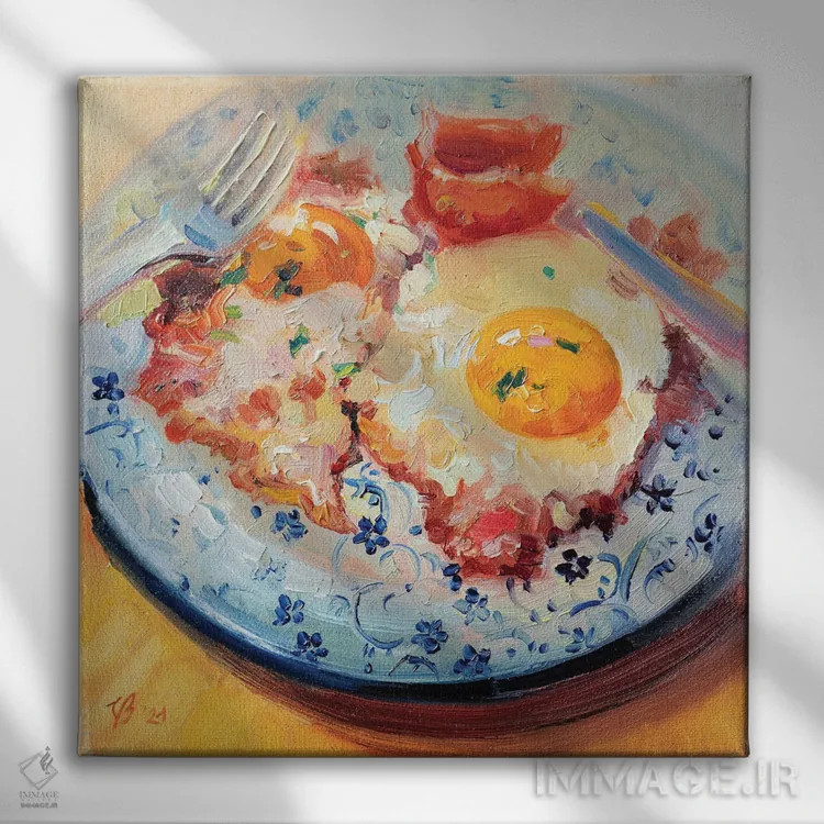 تابلو دکوراتیو بیکن و تخم مرغ اثر کاتارینا والوا - نمای روبهرو روی دیوار