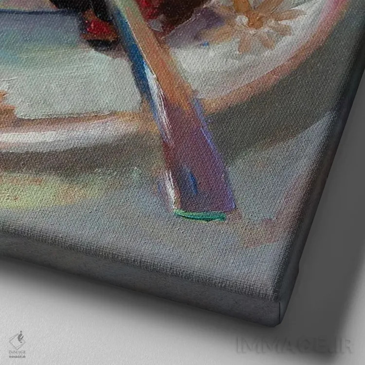 تابلو دکوراتیو برشی از کیک شکلاتی ۲ اثر کاتارینا والوا - نمای نزدیک بافت بوم