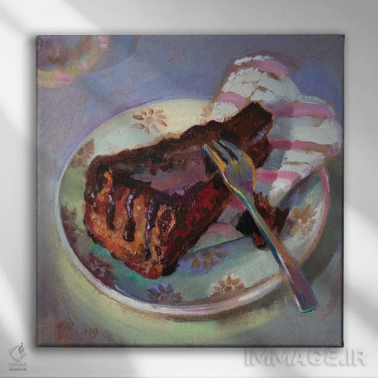 تابلو دکوراتیو برشی از کیک شکلاتی ۲ اثر کاتارینا والوا - نمای روبهرو روی دیوار