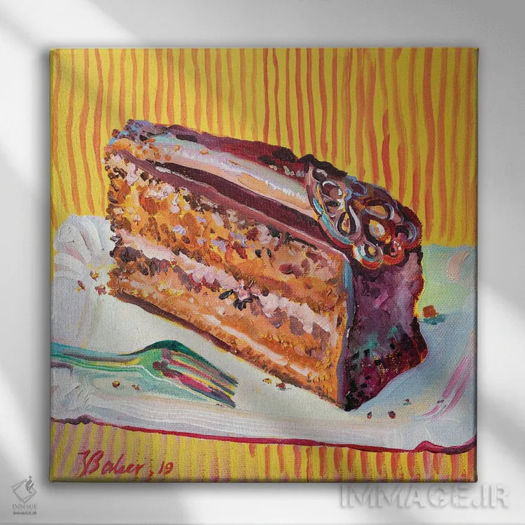 تابلو دکوراتیو برشی از کیک شکلاتی اثر کاتارینا والوا - نمای روبهرو روی دیوار